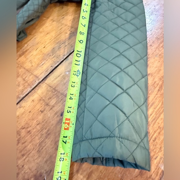 Laura Scott Green Quilted Jacket with Belt and Tan Faux-Suede Trim Size XL - Picture 6 of 11